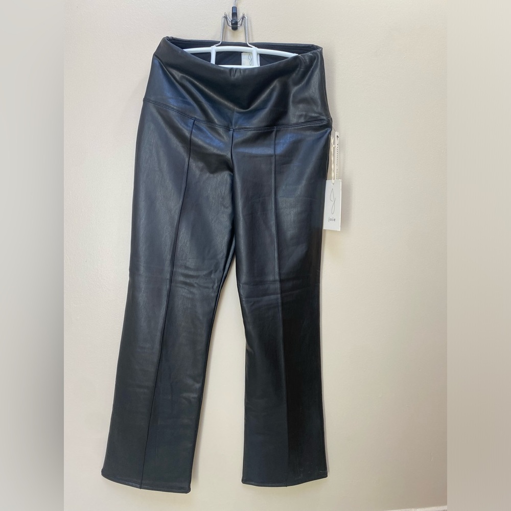 Joke Black Faux Leather Tummy Control High Waist Pant Size Small